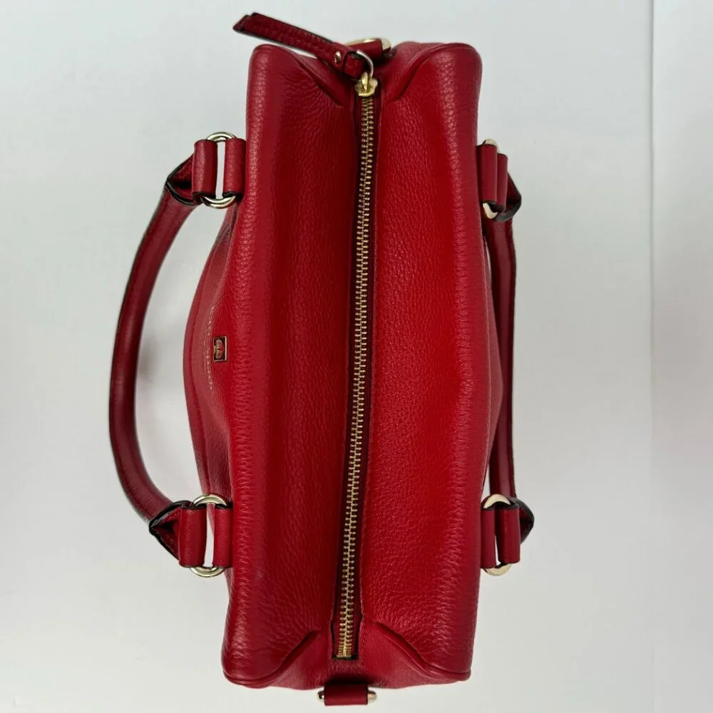 Kate Spade Red Pebbled Leather Satchel Handbag